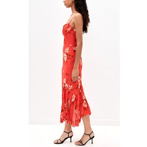 Reformation Women's Coral Bloom Aiko Dress Size 6 - Picture 3 of 11
